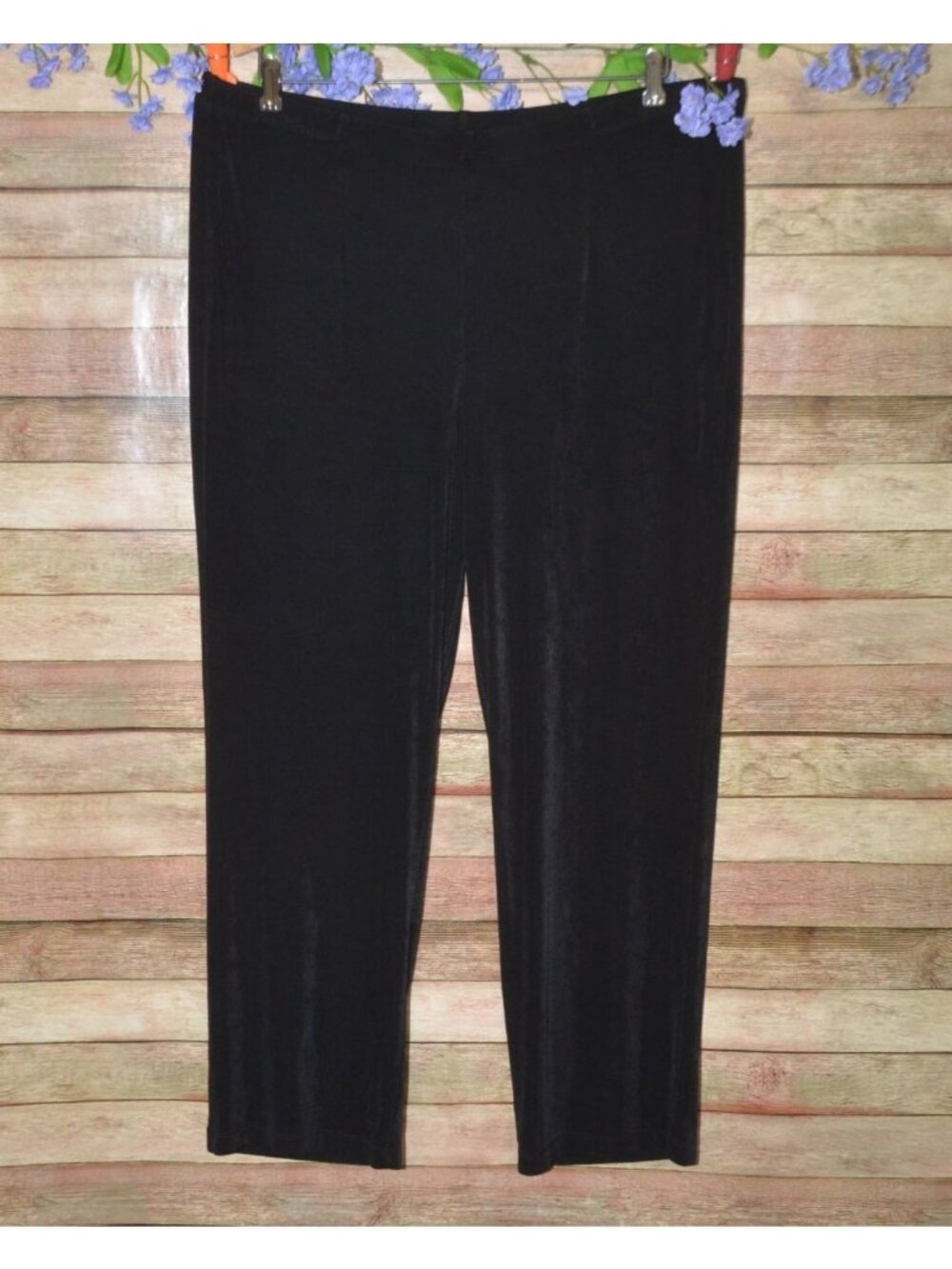 Chico's Travelers Size 3 US16 XL Pants Black Straight Leg Slinky Knit Pull On